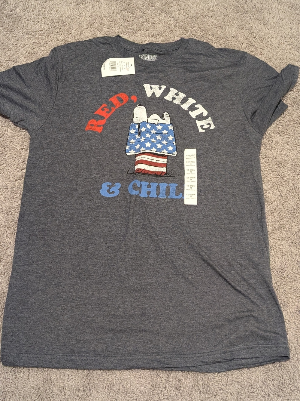 Peanuts Navy Graphic Tee with Red, White & Blue Print